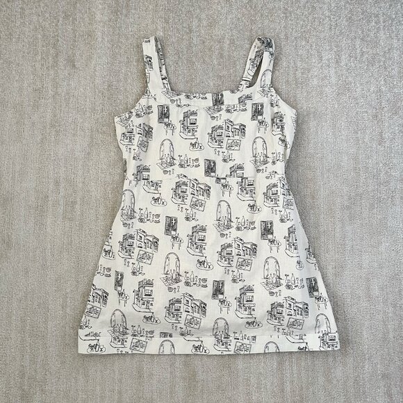 Abercrombie & Fitch Cotton Linen Italian Summer Graphic Mini Dress XL - Picture 1 of 10